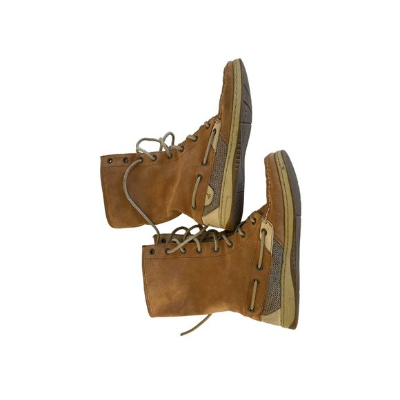 Sperry Boots Top Sider Womens Sz 7.5 M Hikerfish Tan Suede Leather Lace Up - Picture 2 of 6